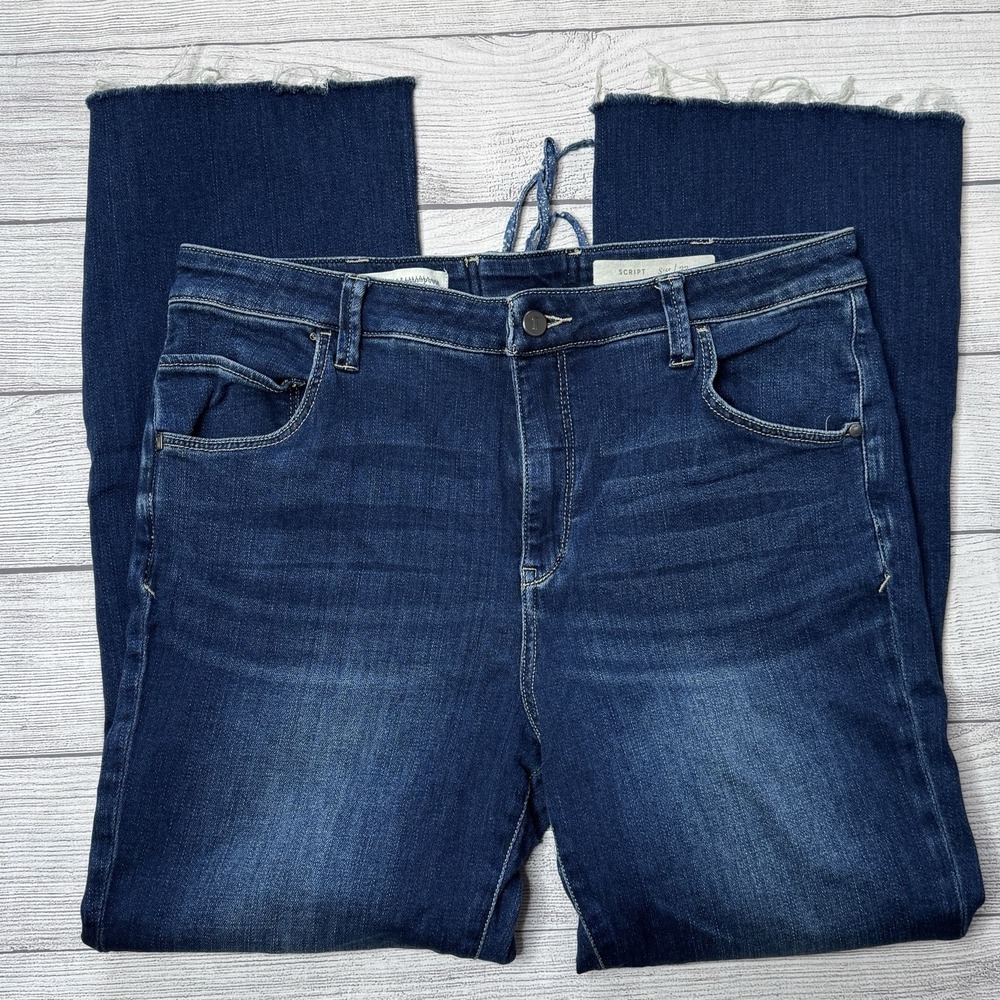 Anthropologie Pilcro Letterpress The Script Tie Back Cropped Bootcut Jeans 32 - Picture 3 of 7